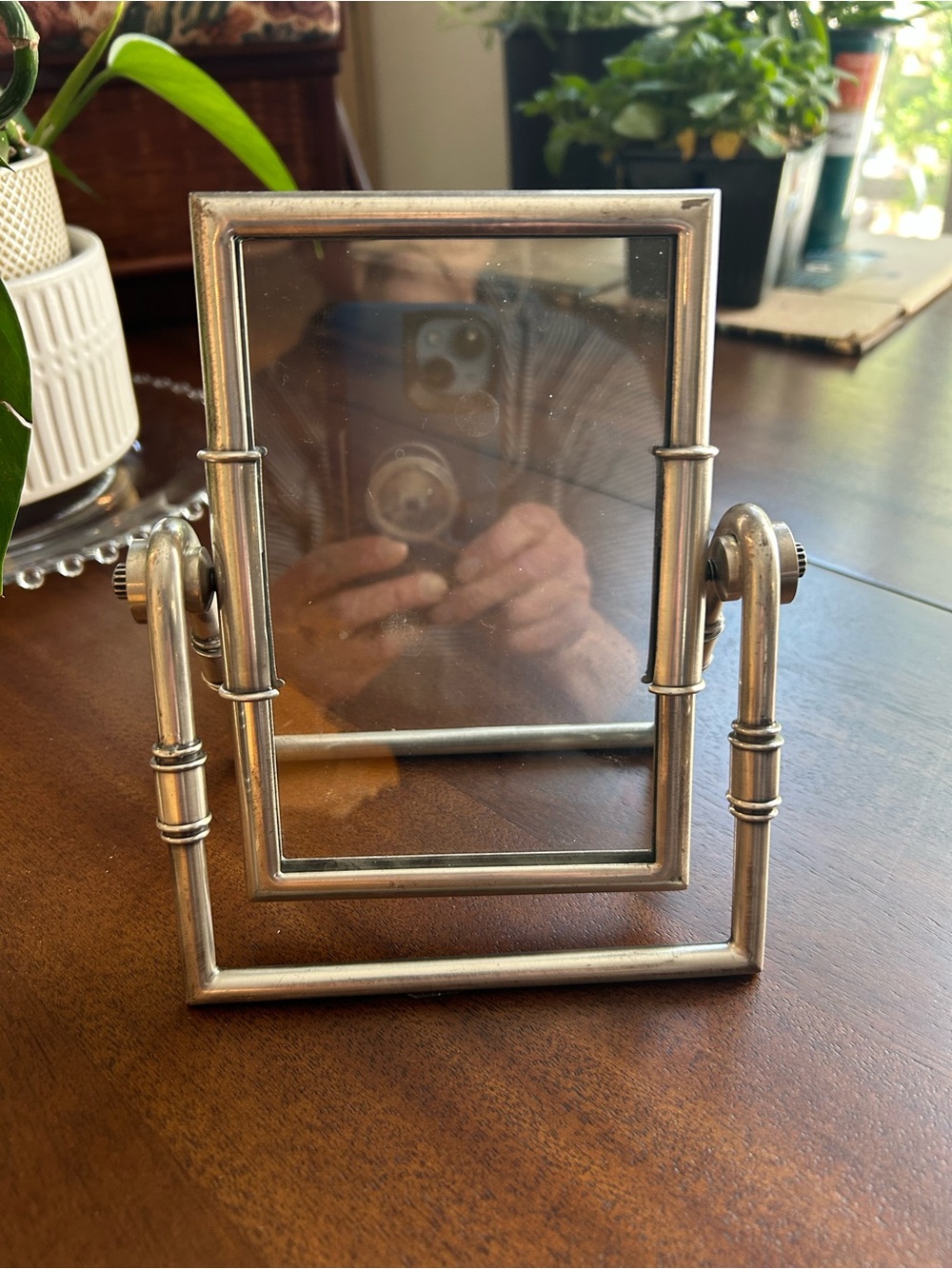 Restoration Hardware Silver Metal industrial style swinging picture frame - Picture 8 of 10